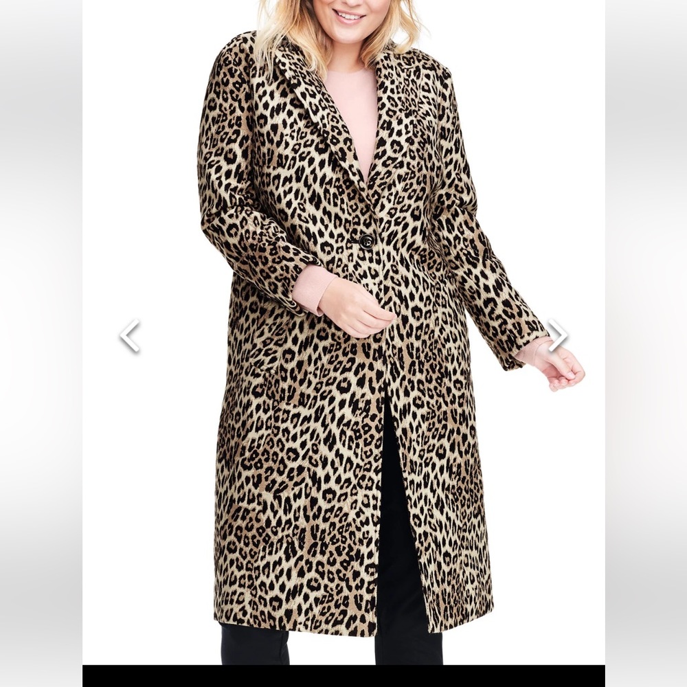 Lands End Women's Leopard Long Cardigan Size 1X